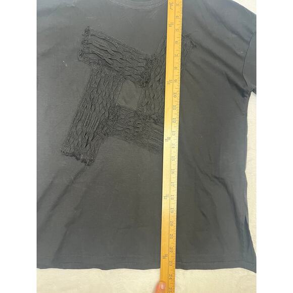 Plain People Japan Black Textured Lace Tshirt Minimalist Streetwear Neutral sz 2 - Picture 8 of 8